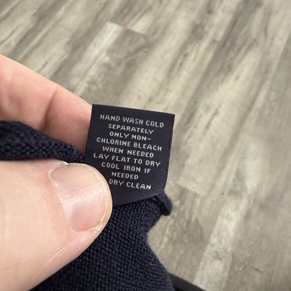 Hart Schaffner Marx Sweater Mens 2XLT Big Tall Navy Blue Extra Fine Merino Wool - Picture 6 of 7